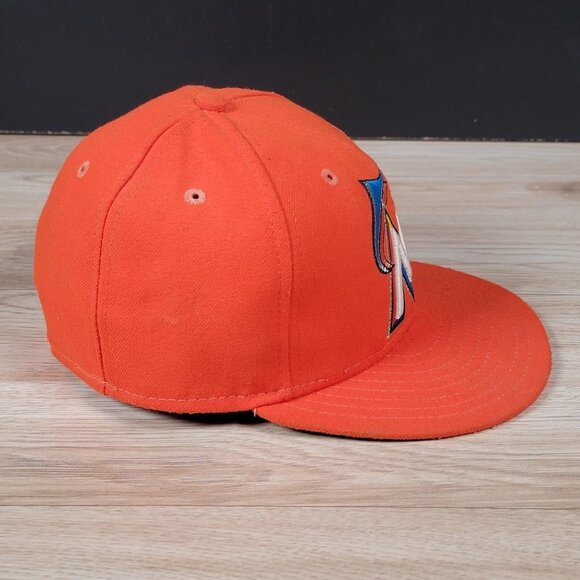 Vintage Miami Marlins New Era 59FIFTY Hat Cap Fitted Mens 7 Orange MLB Baseball - Picture 3 of 11